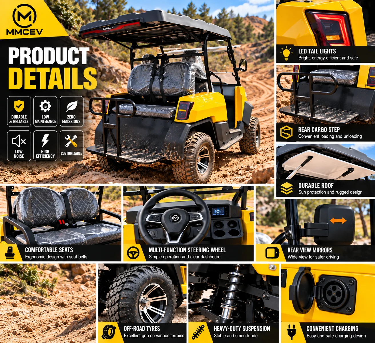 China Factory Electric UTV Off Road Side by Side Utility Vehicle for Farms Resorts Ranches and Outdoor Work