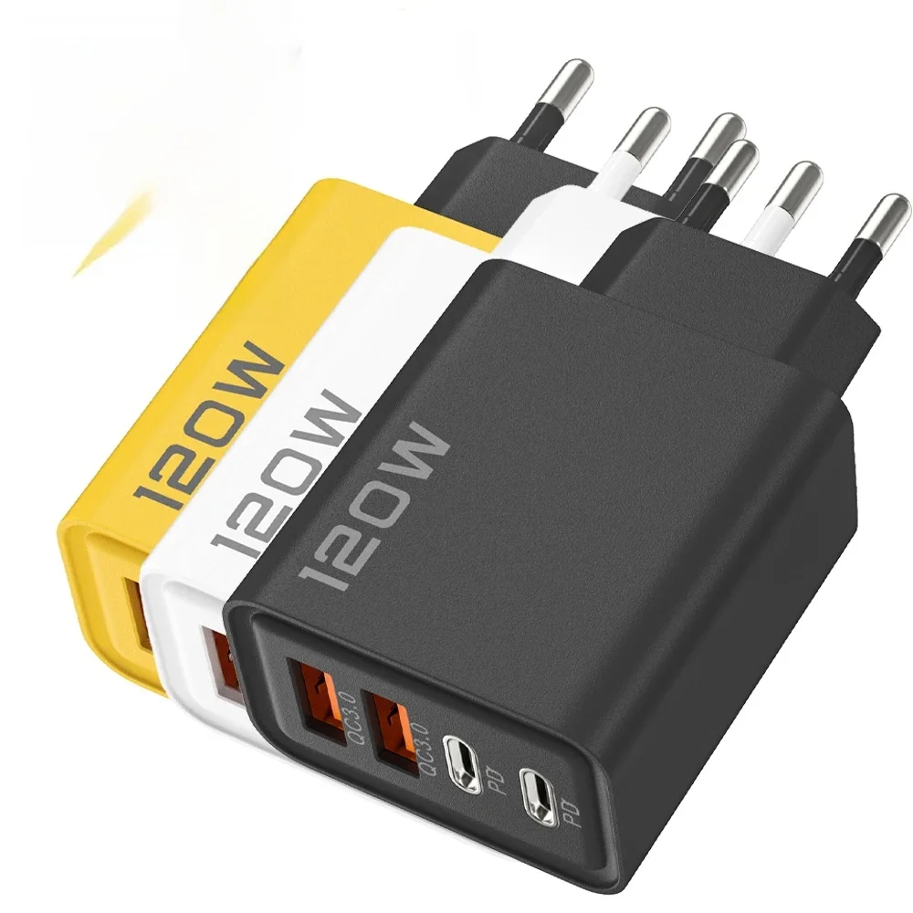 Quick Charge 3.0 Fast Charger Muti Total 120W 4 Port USB Type C PD Mobile Phone Wall Adapter for iPhone 16 Samsung S24 Xiaomi 15 - afbeelding 2