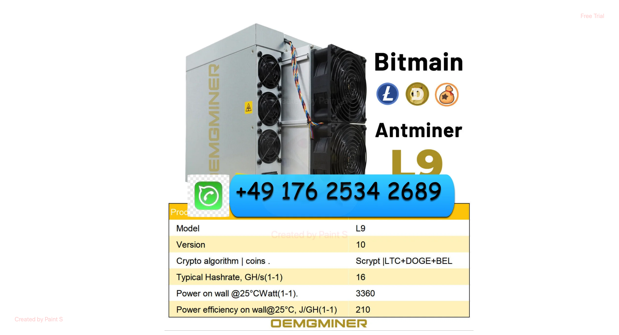 

H! TOP RANKING КУПИТЬ 2 ПОЛУЧИ 1 Бесплатно НОВЫЙ BITMAIN Antminer L9 16GH/S 3360W LTC/DOGE Майнер для монет с гарантией