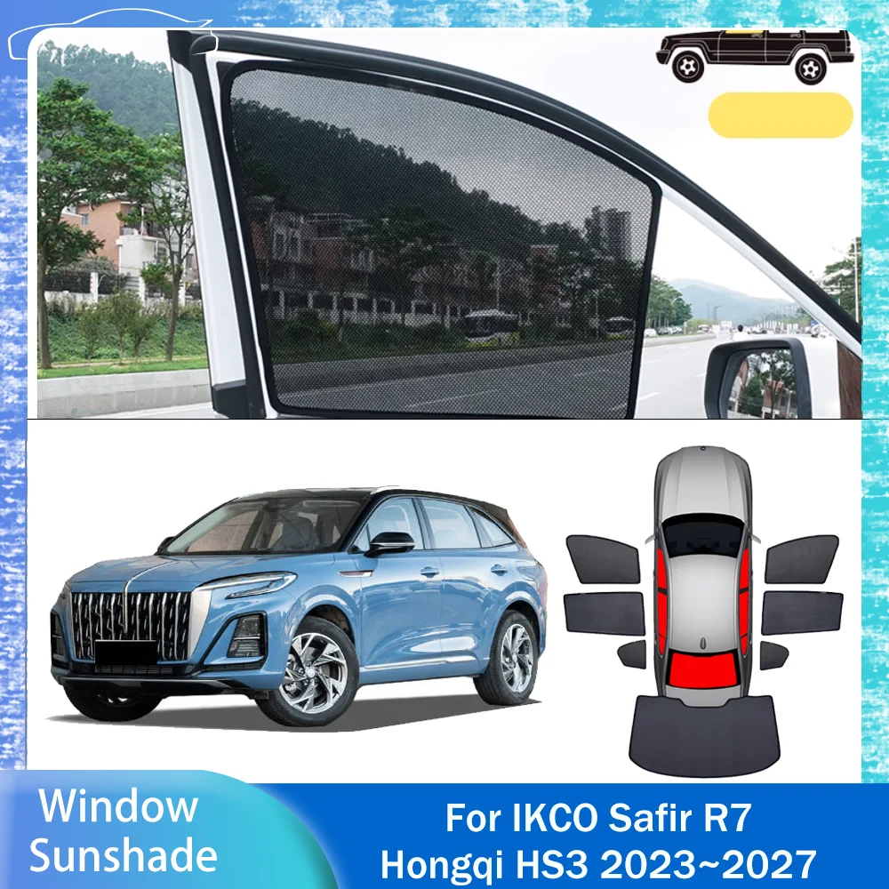 

For Hongqi HS3 2023~2027 2024 2025 2026 Car Magnetic Mesh Privacy Sunshade Side Window Sun Shade Protect Interior Accessories