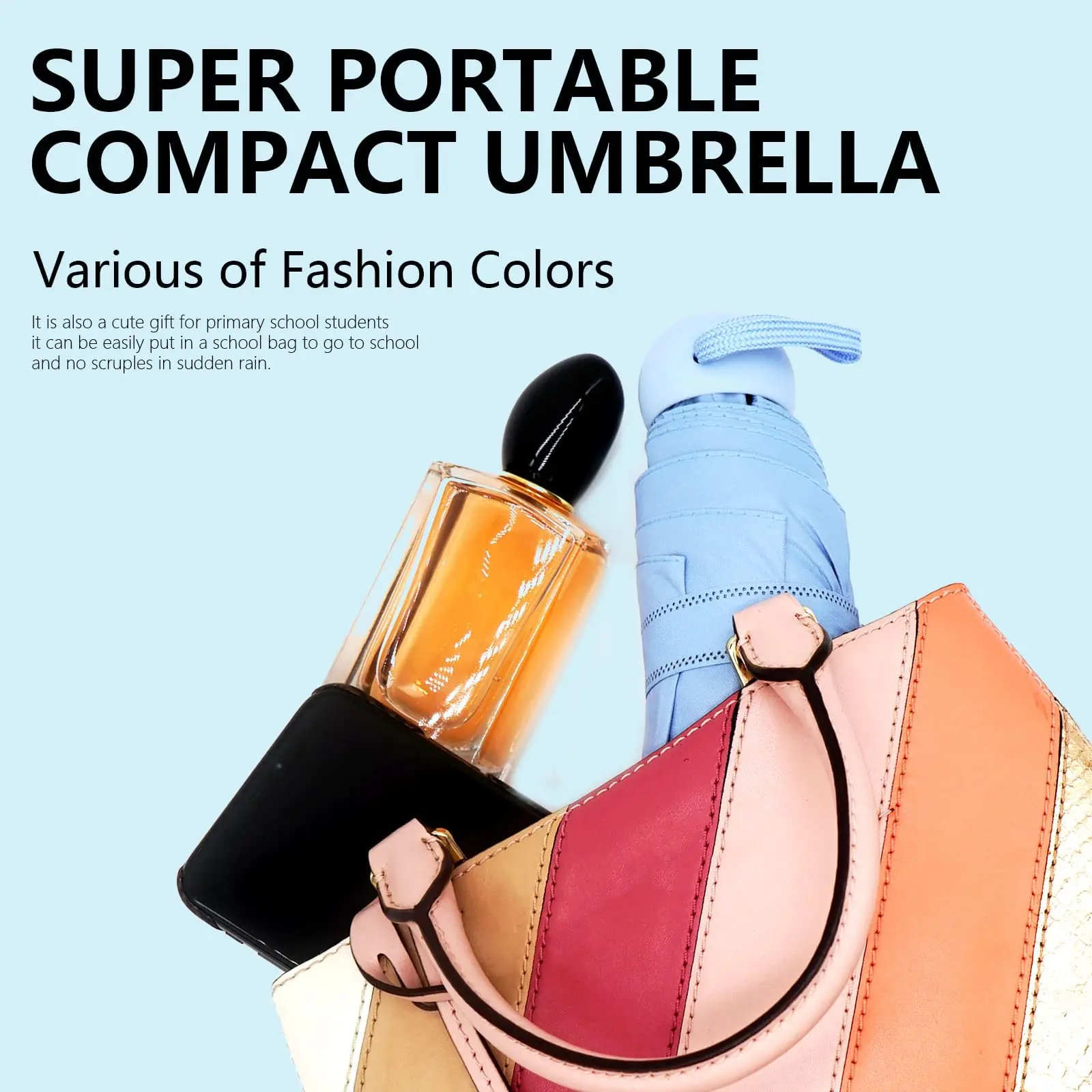 Travel Umbrella Compact Portable Waterproof Folding Umbrellas With 6 Rib  UV Protection Umbrella Mini Five-fold Umbrella