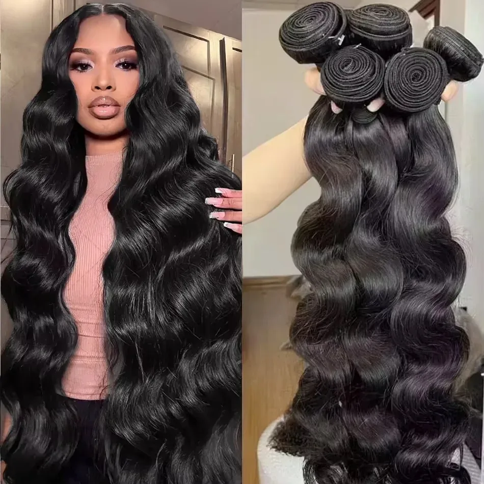

YkB Body Wave пряди человеческие волосы 1/3/4 _ 100% человеческие волосы естественного черного цвета, бразильские Реми, волнистые, искусственные волосы для наращивания