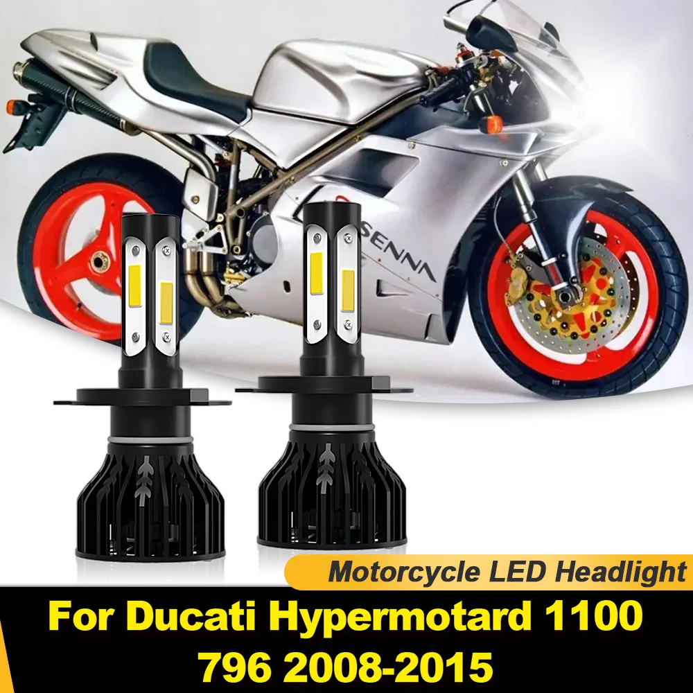 LED Headlights Bulbs 20000LM High Low Beam Motorcycle Light 6000K 12V For Ducati Hypermotard 1100 796 2008-2012 2013 2014 2015