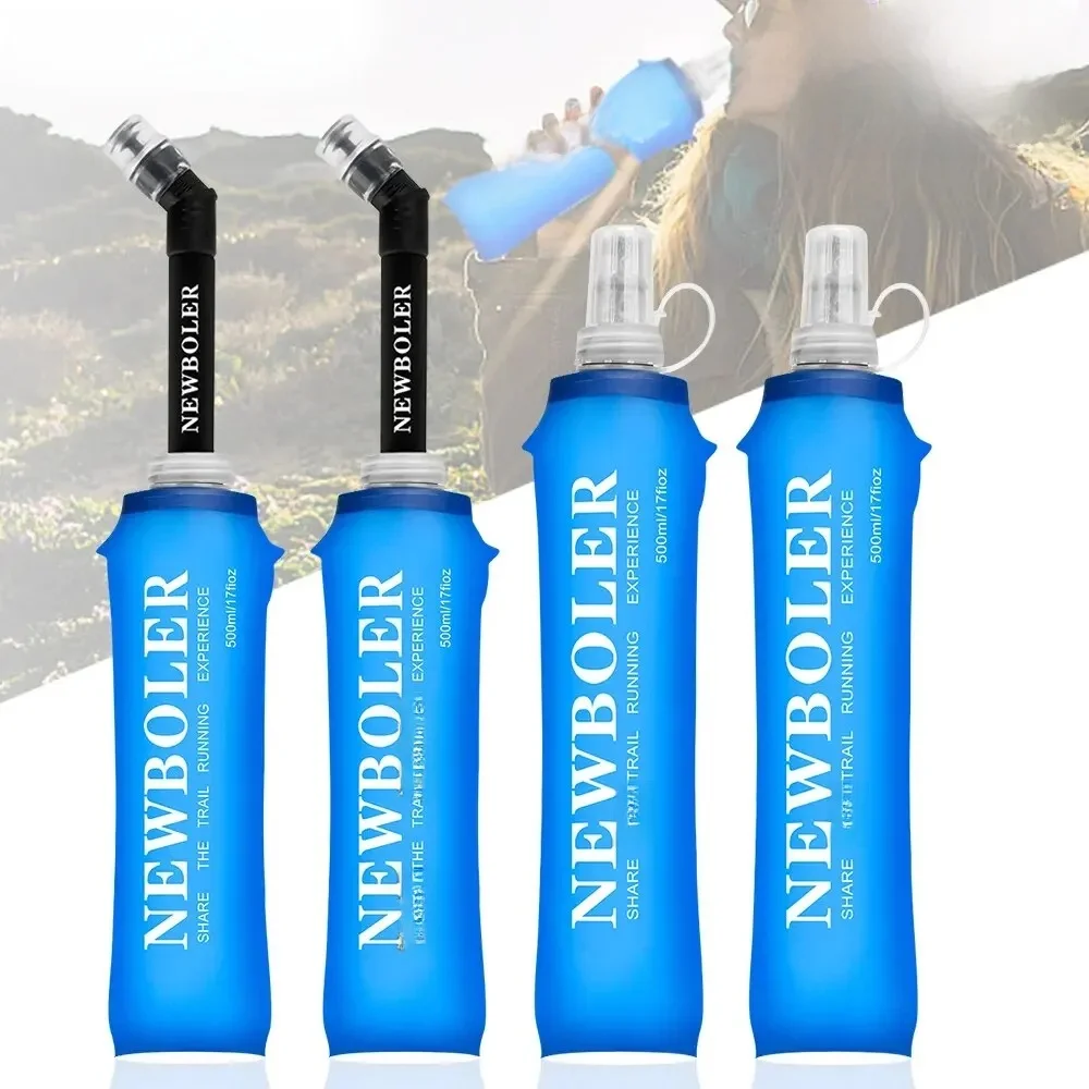 NEWBOLER 250ml 500ml butelka na wodę TPU składana miękka kolba sportowa butelka na wodę torba na wodę składana butelka na wodę bieganie Camping — zdjęcie 2