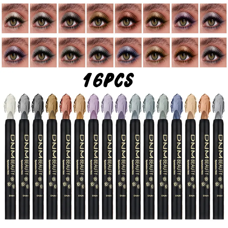 16PCS Colored Pearl Eyeshadow Pencil Eyeliner Highlighter Stick Eyeliner Gel Pencil for Halloween Christmas