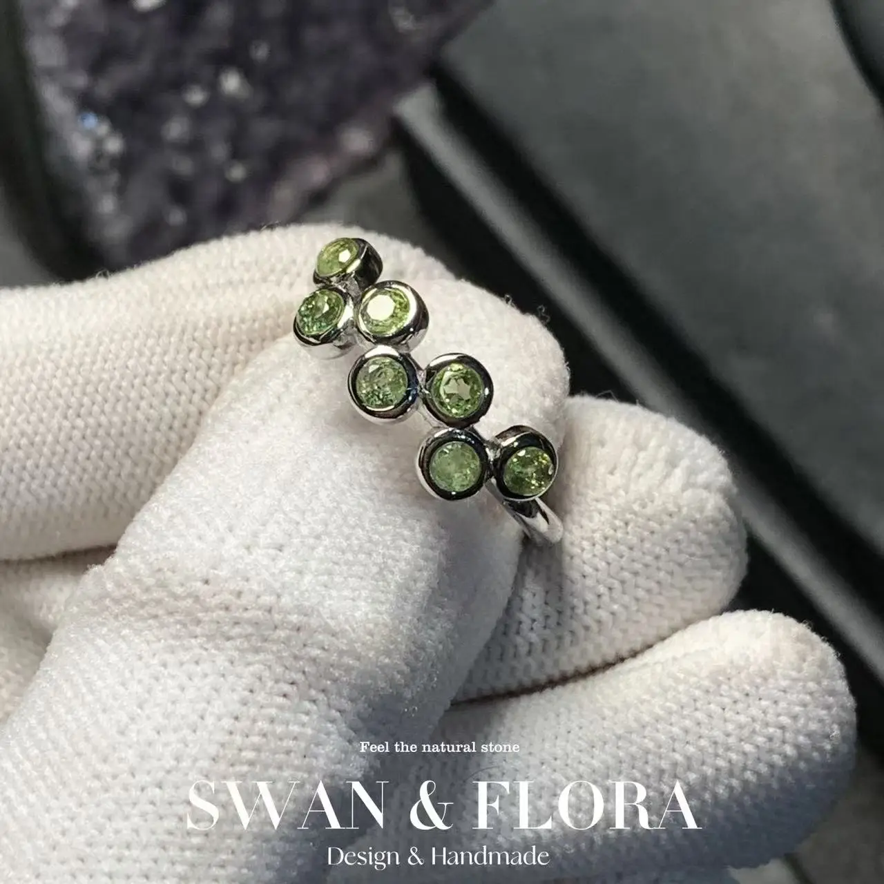 

Natural Peridot Ring Adjustable Female Jewelry for Women Gift Wholesale High Quality Vintage Fine