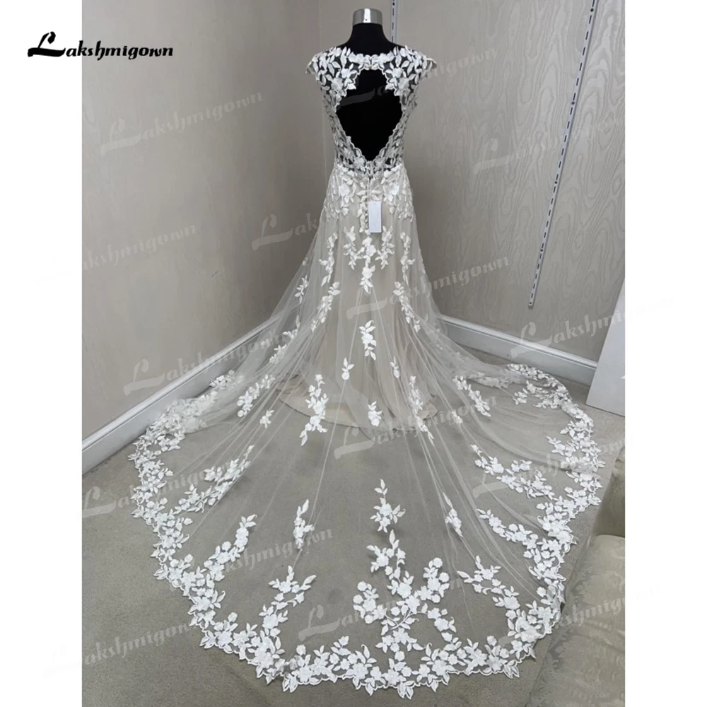 Boho V Neck Off the Shoulder Sexy Open Back Full Lace A Line Wedding Dress For Women Bridal Gowns Sweep Vestidos De Novia Robe