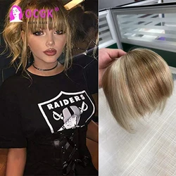 Clip In Bangs Human Hair Topper For Women 100% Human Hair Extensions Clip-In One Piece Blonde Piano Highlight Color Bangs Hair