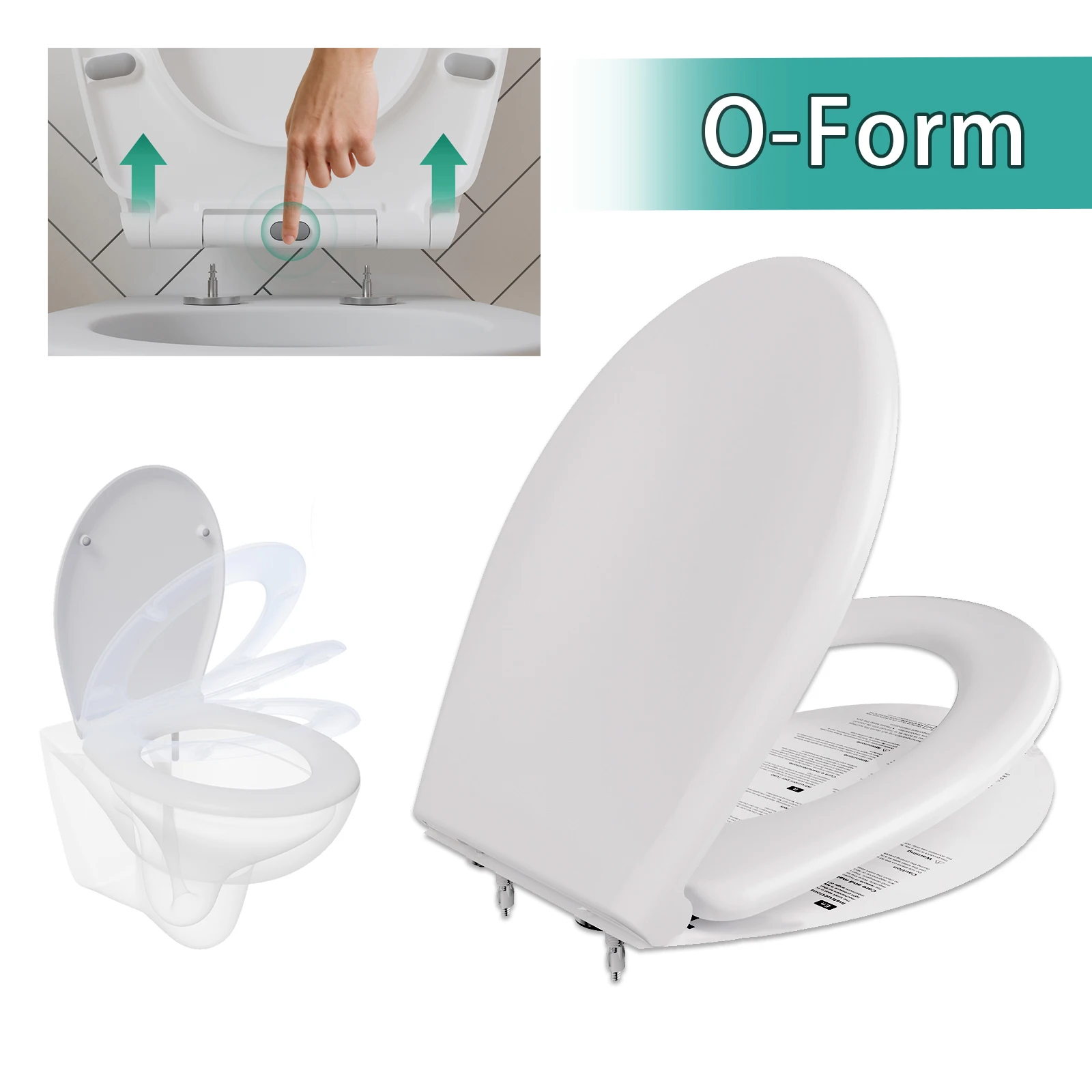 Asiento de inodoro con mecanismo de cierre suave, tapa de inodoro de Duroplast, liberación rápida, tapa de inodoro