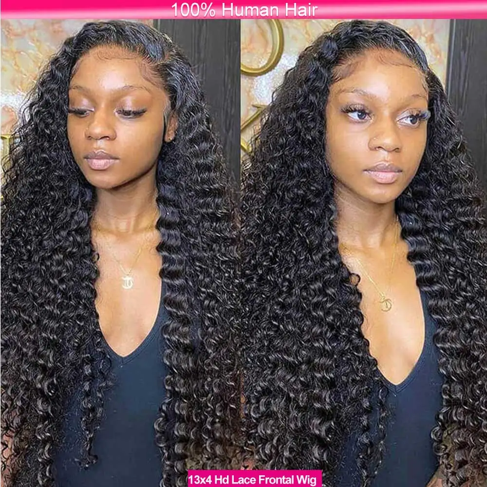 

Loose Water Curly 13x4 Lace Frontal Wig 40 42 Inch Deep Wave 13x4 HD Lace Front Human Hair Wig Human Hair For Women 250% Densit