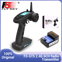 FlySky FS-GT5 2.4G 6CH AFHDS RC Transmitter w/ FS-BS6 Receiver for RC Car Boat