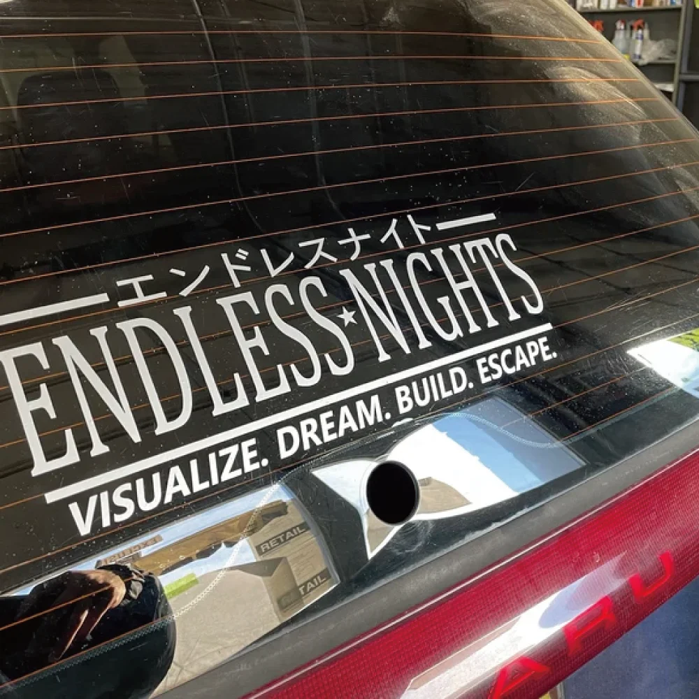 Stiker Mobil Tak Berujung Malam JDM Drift Stance Anime Motivation Dream Build Escape After The File Glass Dekorasi Vinyl Decals