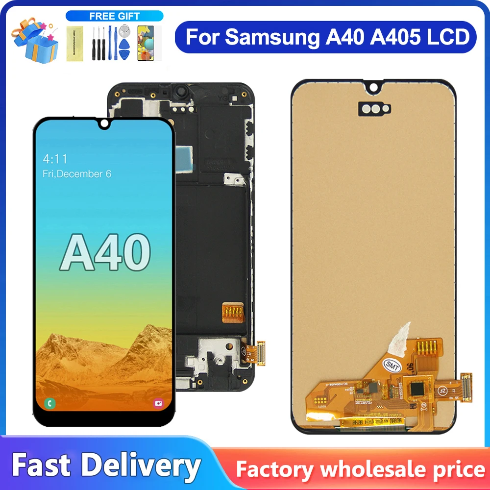 For Samsung A40 LCD 2019 A405 LCD display touch Screen Digitizer Assembly with frame replacement repair parts