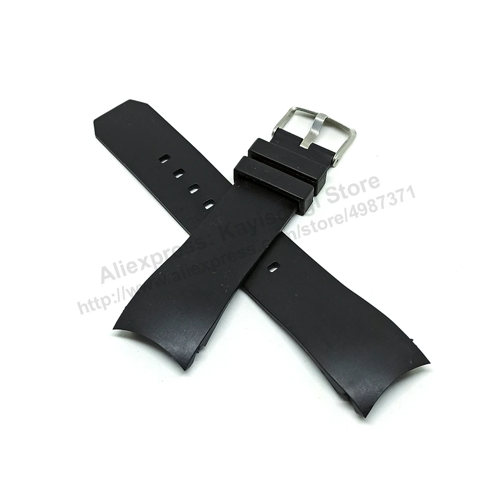 22mm Black Rubber Silicone Replacement Curved end Watch Band Strap - Fits/For Jacob & Co Ghost