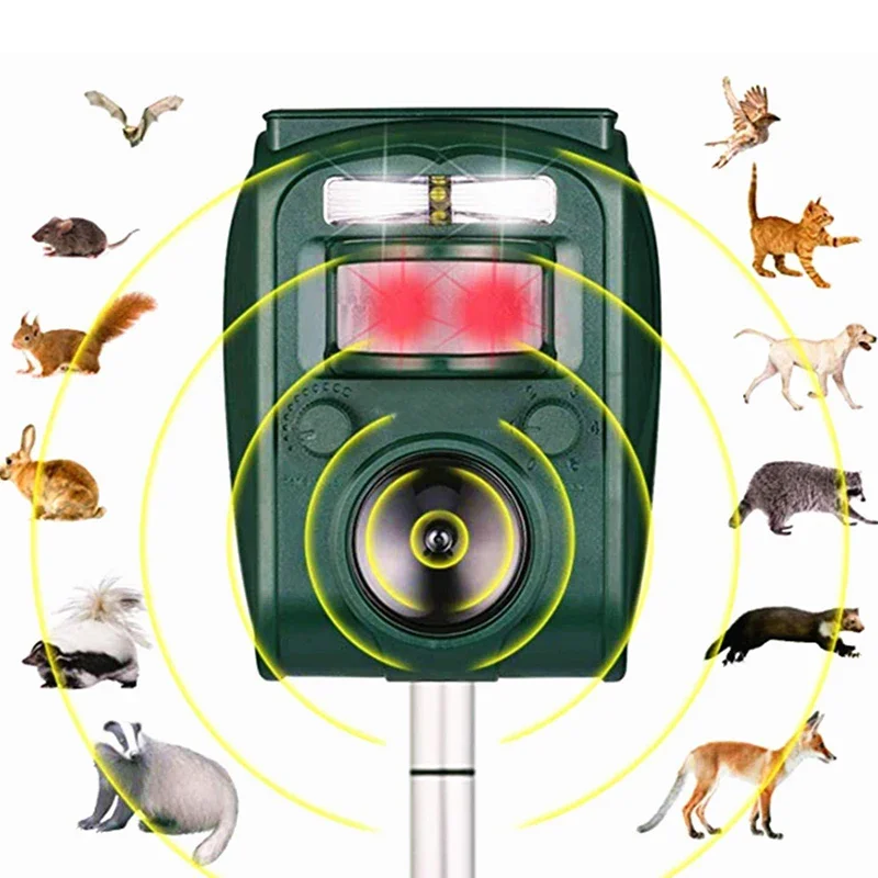 Solar Ultrasone Animal Repeller Nieuwe Repellent PIR Sensor Outdoor Tuin Pest Muis Vogel Kat Hond Bat Repellent Houd Dieren Weg - afbeelding 2