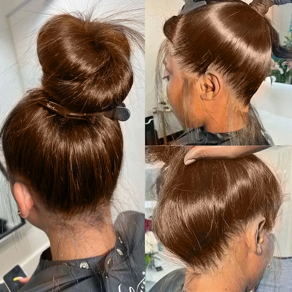 مخفي حزام غير مرئي 360 كامل Hd الدانتيل شعر مستعار بدون صمغ مستقيم الشوكولاته البني 30 بوصة الدانتيل الجبهة الباروكات شعر الإنسان 360 شعر مستعار أمامي