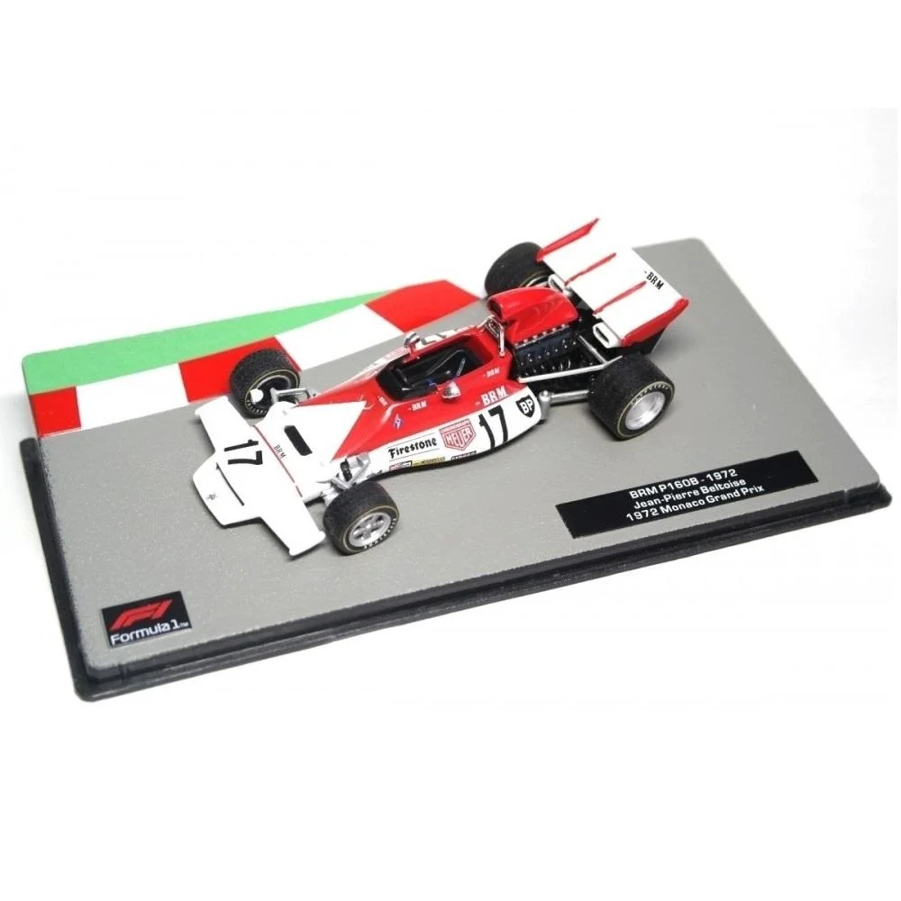 Salvat, Brm P160B, pilote français Beltoise, Grand Prix de Monaco 1972 F1, échelle 1:43, miniature en métal moulé sous pression, fabrication Ixo, collection de voitures de Formule 1, sans livret, emballage en vitrine, base d'identification du modèle