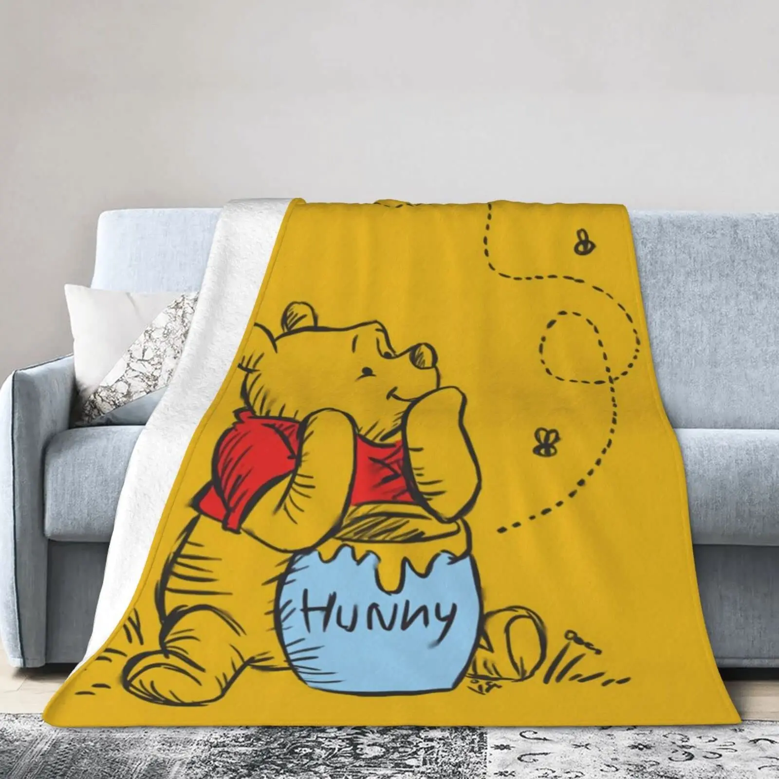 

W-winnie B-bear the P-pooh Cartoon Blanket Kawaii Velvet Sheet Home Textile Flannel Soft Warm Throw Bedding Sofa Cover