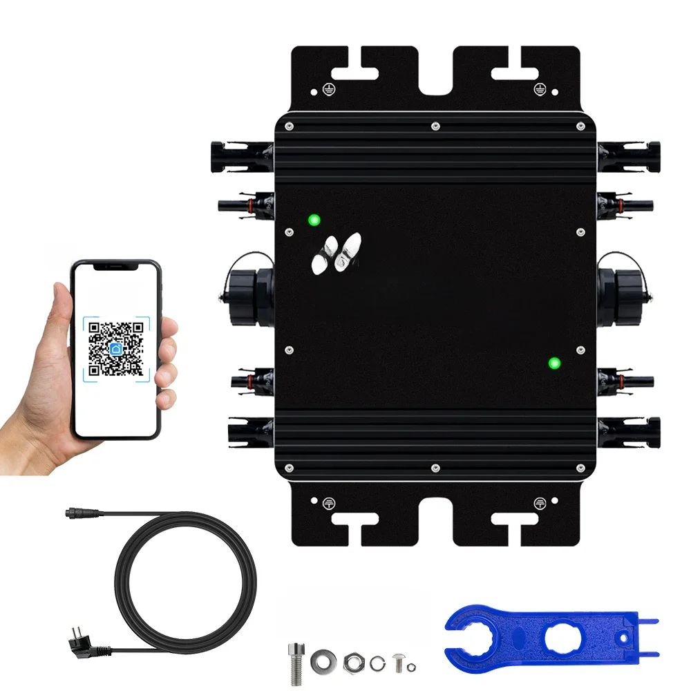 1600W MPPT On-Grid-Solarwechselrichter 20-50VDC mit WiFi-Funktion, 4 Schnittstellen für Solarmodule und für 120VAC oder 230VAC Hausnetz.