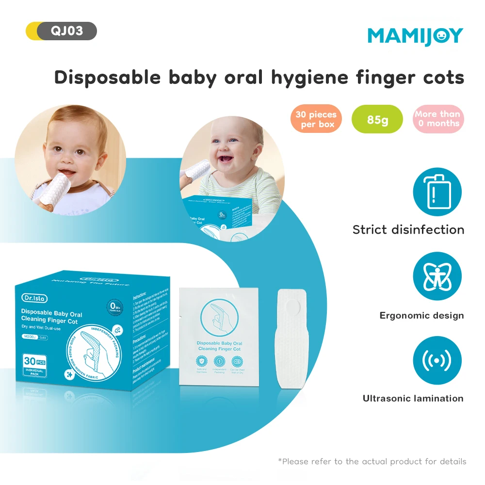 

MAMIJOY новые одноразовые детские гигиенические напальчники для полости рта, 30/60/90/120 шт., сухая и влажная противоскользящая зубная щетка двойного назначения для новорожденных QJ03