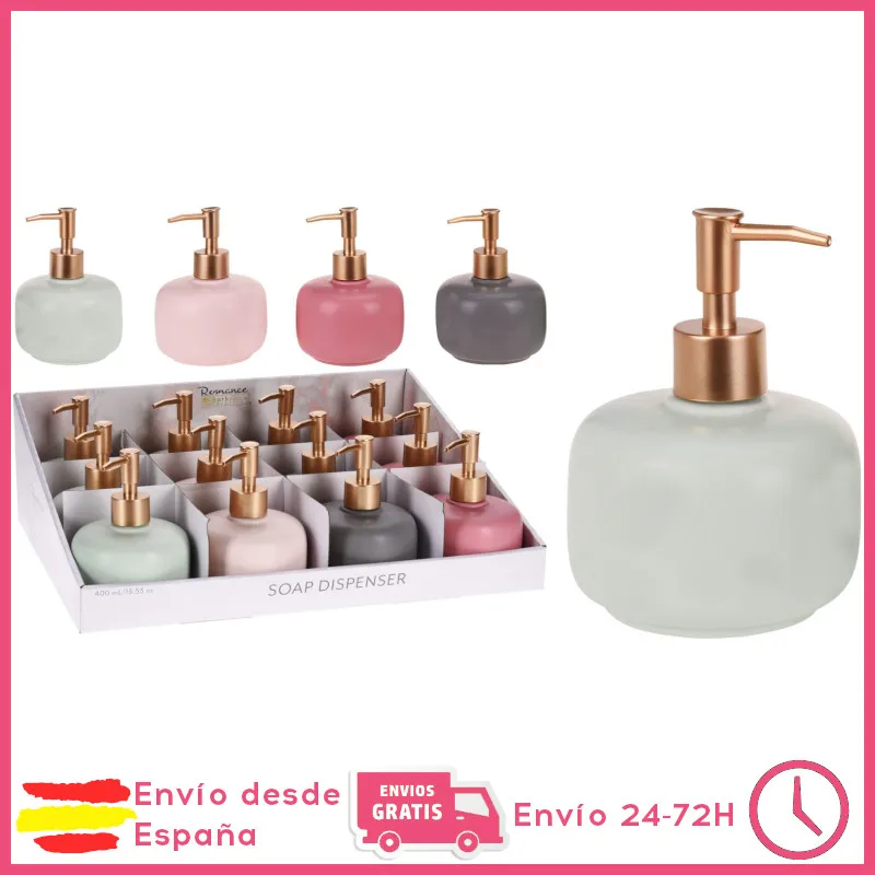 Ceramic soap dispenser, in various colors, gray, light green, pale pink and dark pink, with golden handle, Bath utensils, soap dispenser, ceramic disinfectant bottle, bathroom Accessories