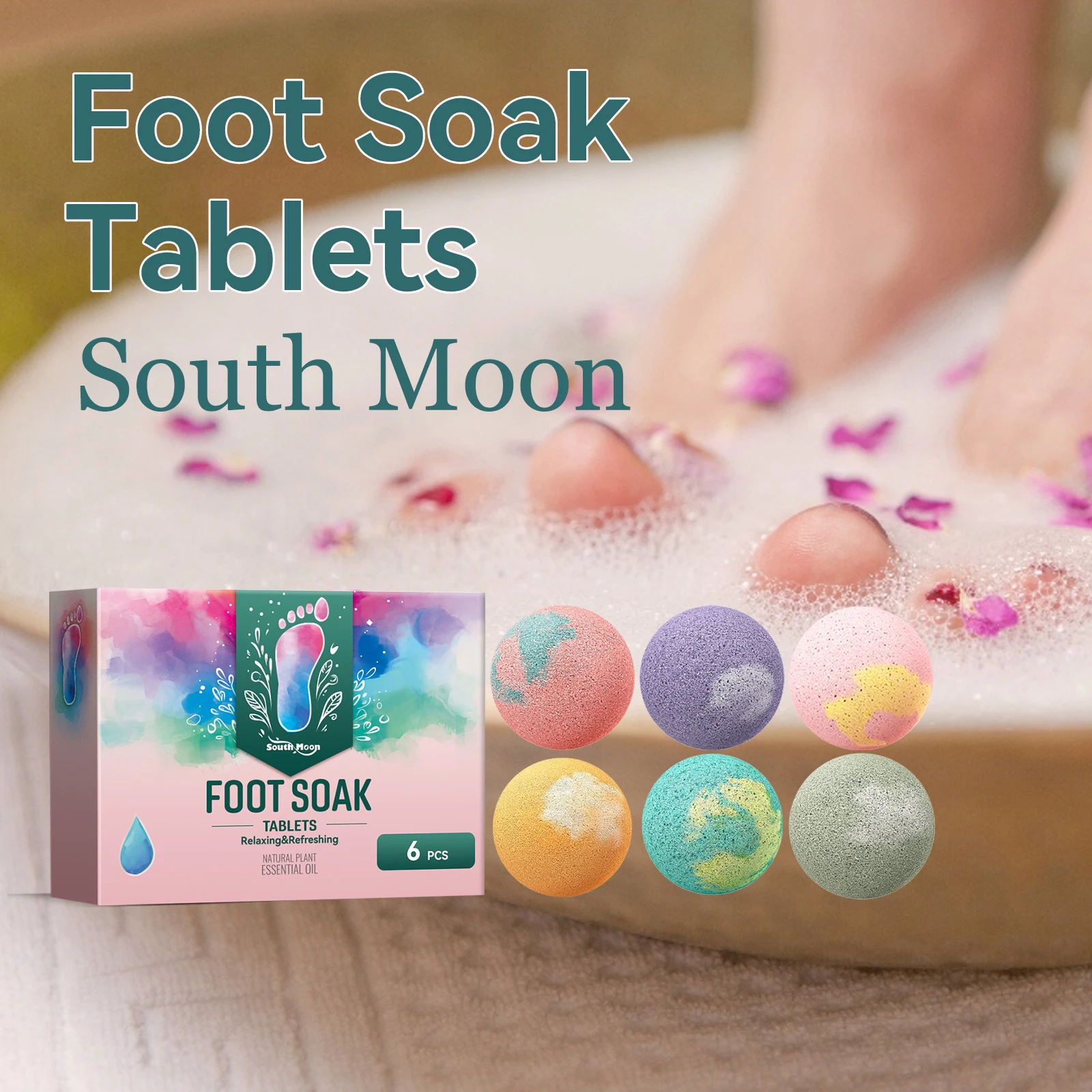 

South Moon Foot Soak Balls Reduce Dryness Relieve Stress and Fatigue Relaxing Nourishing Foot Skin Soothing Mood Foot Soak Balls