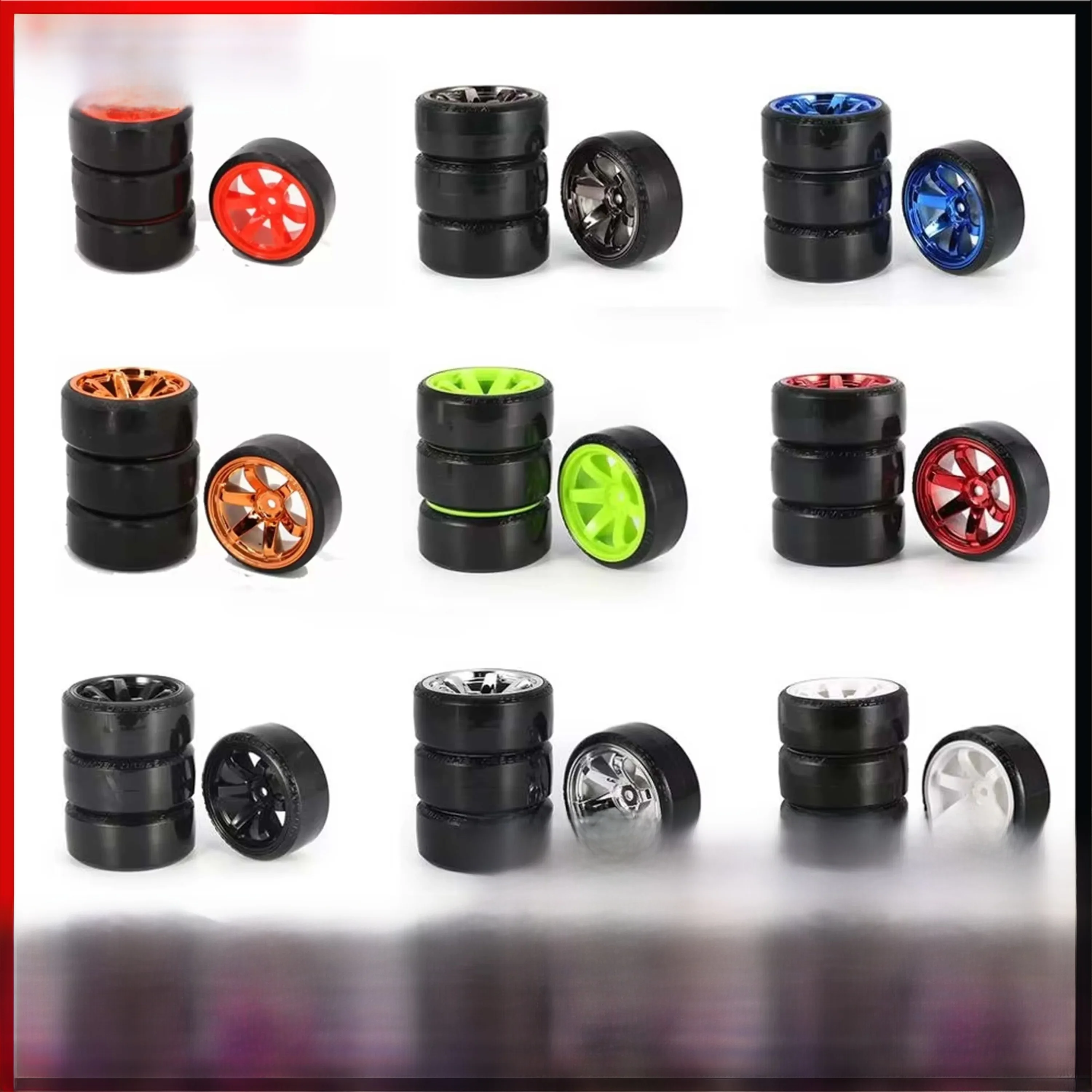 4 SZTUK 1/10 RC Drift Car Wheel Tire Hard Plastic Hub dla Wltoys WPL Traxxas Kyosho MST Yokomo Racing Tamiya DS5 USUKANI Part — zdjęcie 2