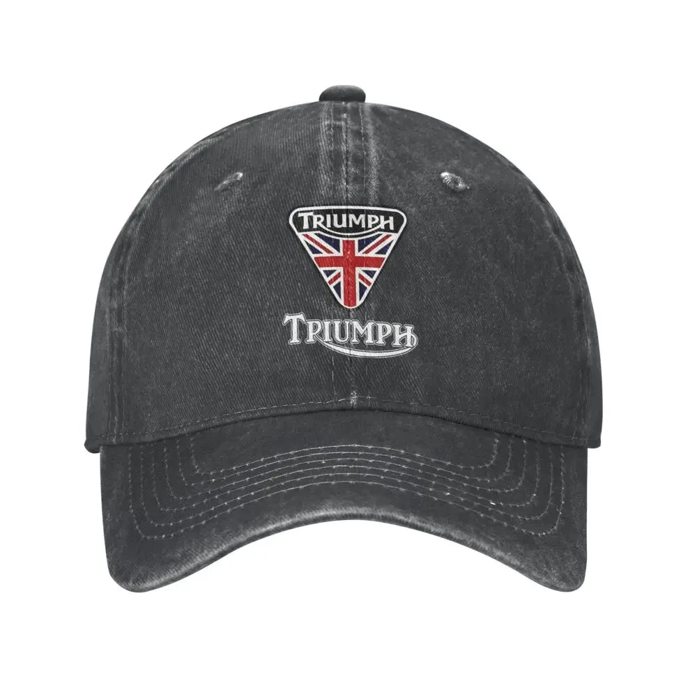 Motorcycle Triumphs Baseball Caps Unisex Distressed Washed Headwear Motorcycle Enthusiast Lovers Outdoor Adjustable Caps Hat