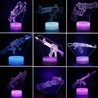 Game Rifle 3d Led Night Light Gaming Desktop Room Decoration Game Atmosphere Light Table Lamp Birthday Christmas Gifts for Boys