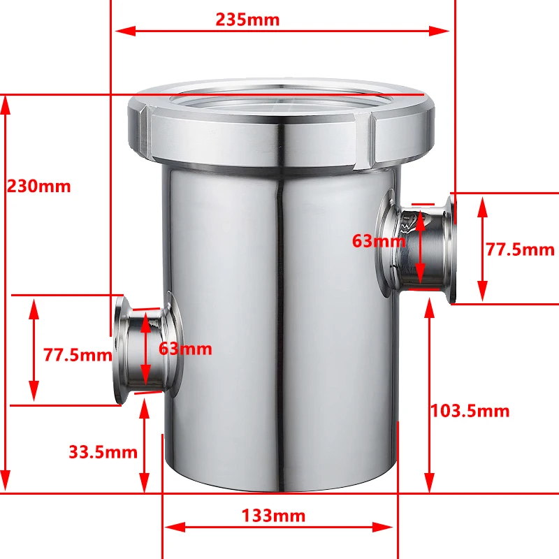 2.5 inch TC77.5mm clamp air blocker device partition sanitary anti-backflow floor drain clean type