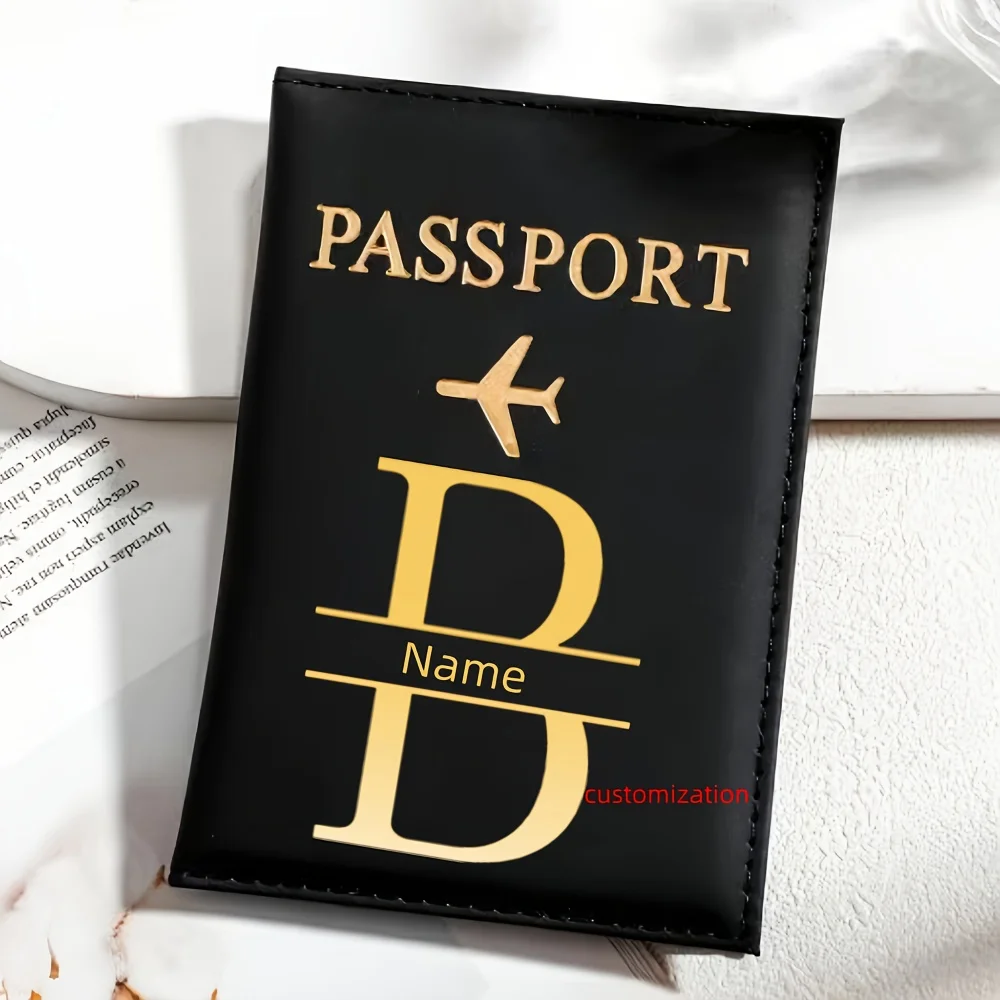 

1pc Open Closure for Passports, Visas - Black ized Passport Book with Custom Letter '' (for position)