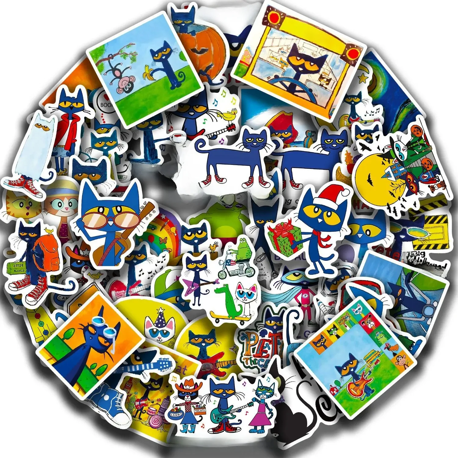 AliExpress 50pcs Anime Pete the Cat Cartoon Stickers Set for Luggage Car Laptop Bicycle & Notebook Kids Sticker Toys