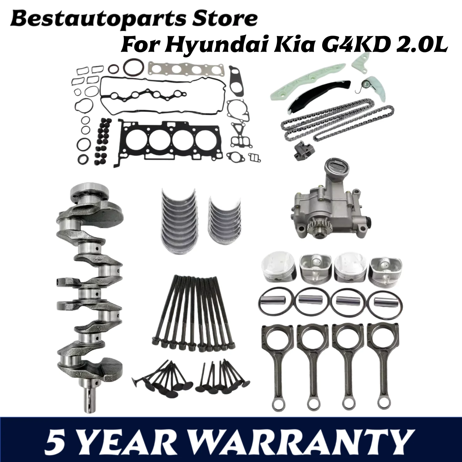 G4KD AUTO Engine Overhaul Rebuild Kit Crankshaft Rods OIL PUMP KIT For Hyundai Sonata KIA cerato 2.0L L4 GAS 2.0 L T 2005-2012