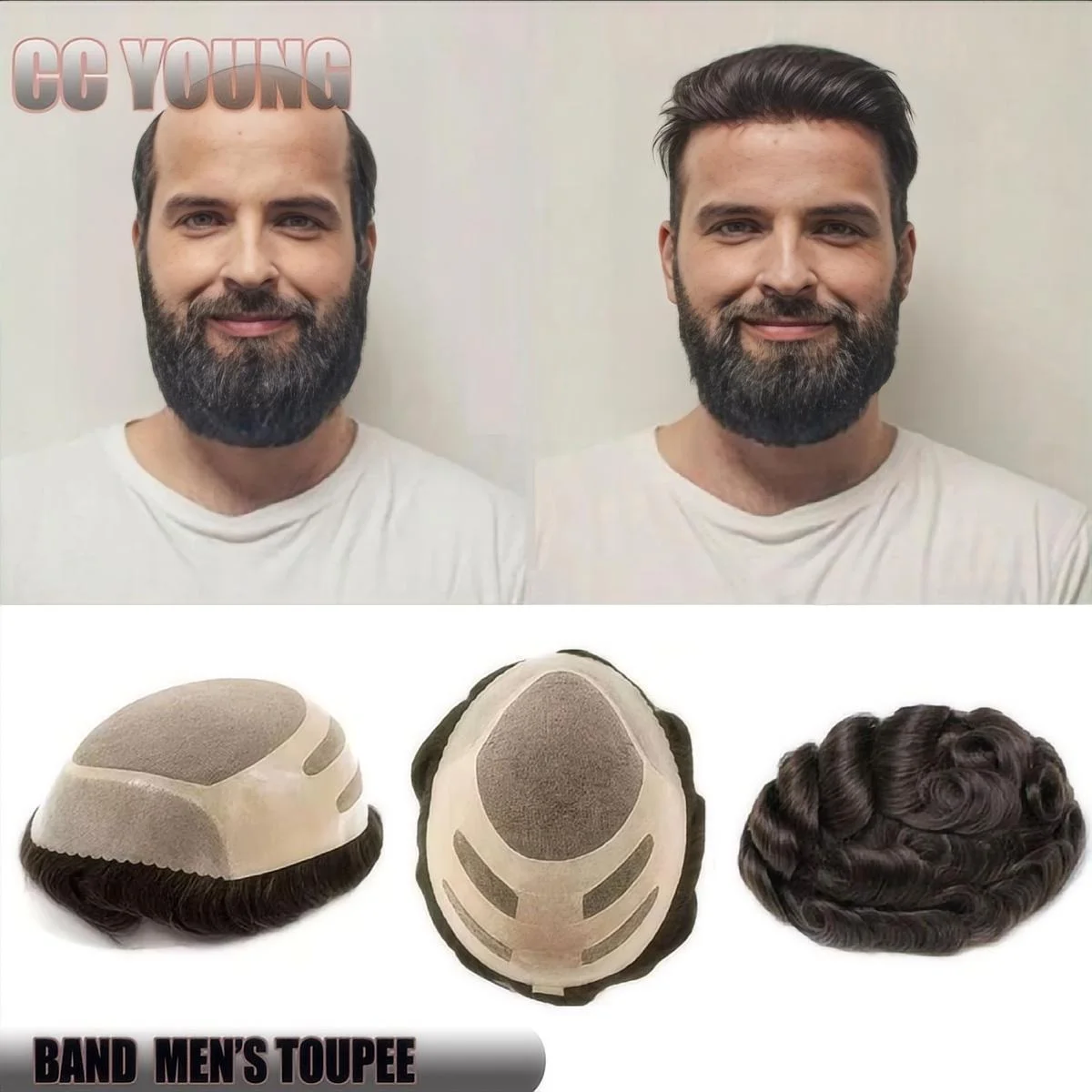 

Парик из натуральных волос для мужчин, тонкая моно и тонкая кожаная основа, система замены волос 8x10 дюймов, дышащий парик с лентой, прочный шиньон