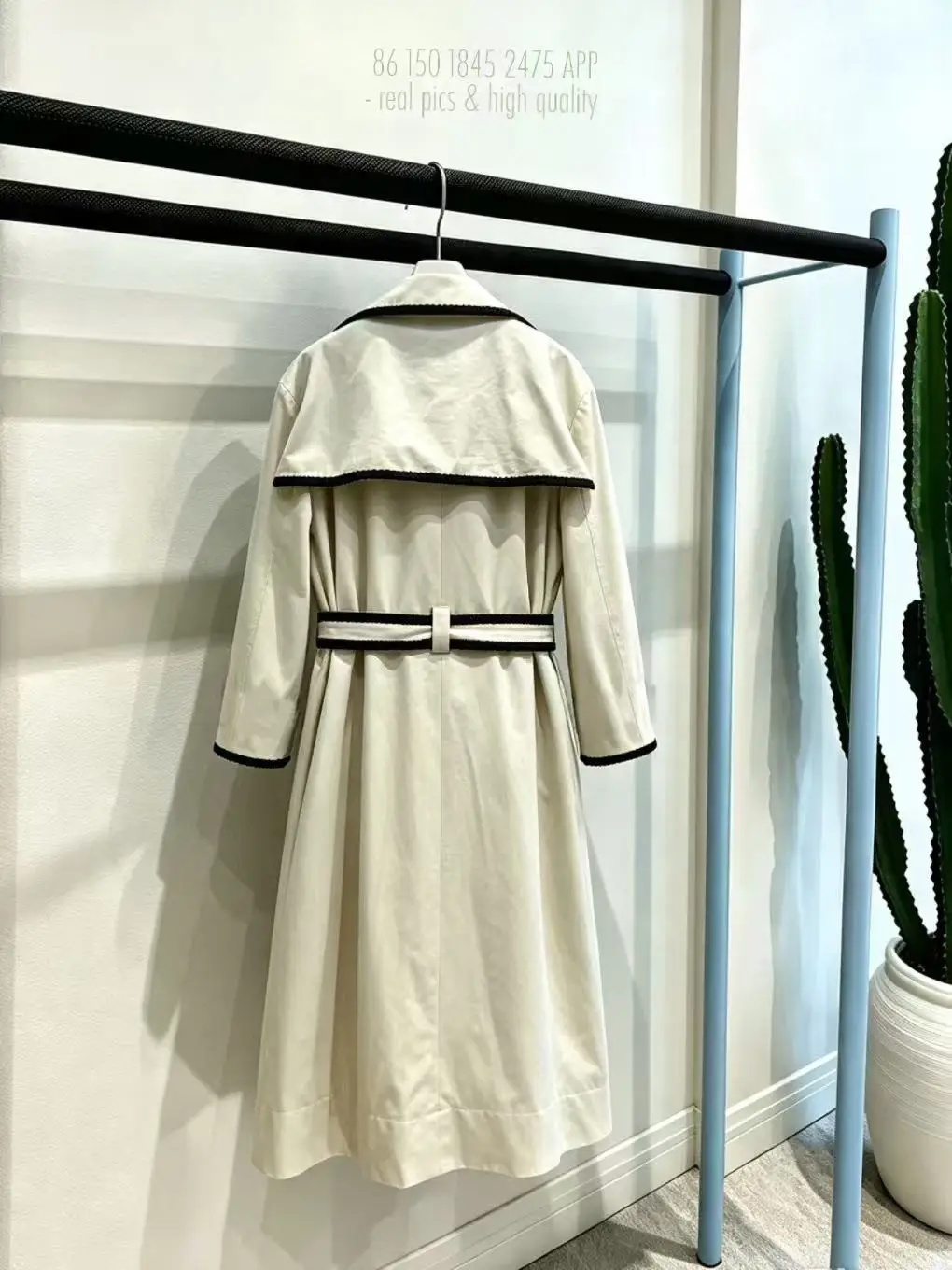 Elegant Midi Women's Trench Coat 2026 New Autumn French Lapel Khaki Long Sleeve Jacket UC2