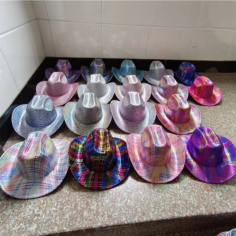 Cowboy hat colorful laser western cowboy men and women retro party stage party cowboy hat outdoor knight hat wholesale