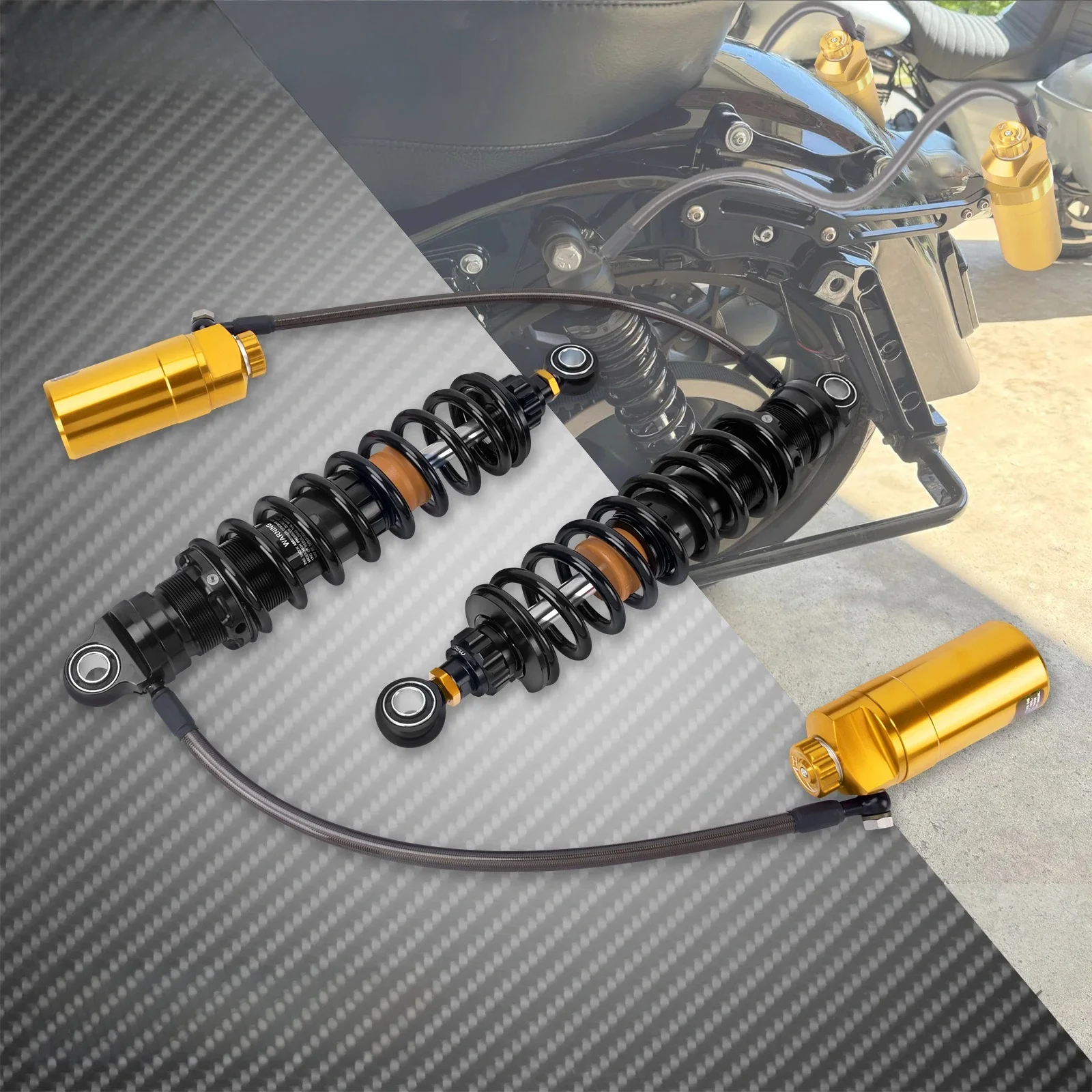 Motorrad Remote Reservoir Hinten Stoßdämpfer Absorber Suspension Senkung Für Harley Touring Road Street Glide Road King 2014-2024