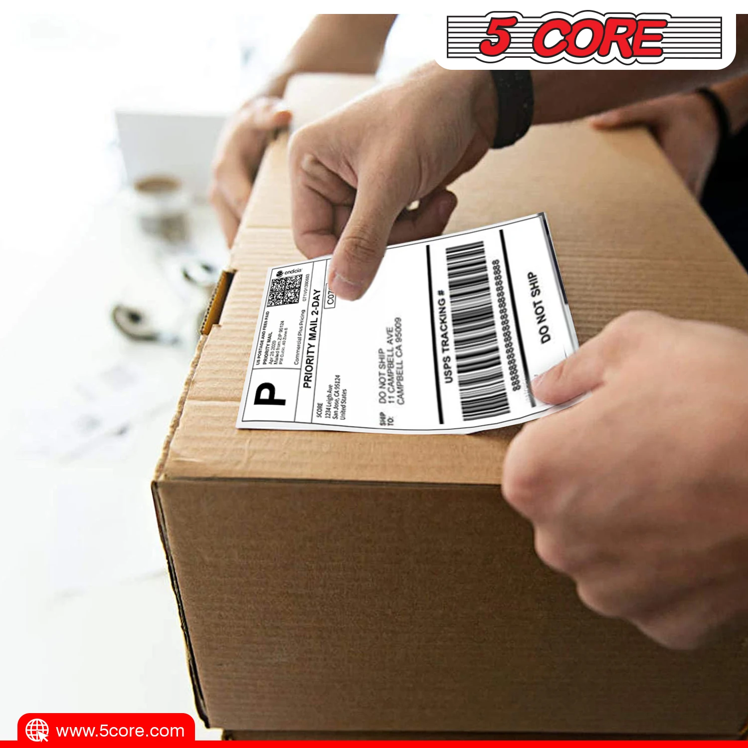 ملصقات شحن حرارية مباشرة ، مثقبة ، بريدية ، 5 نواة ، 4 × 6 ، 1 لفات ، ملصقات لكل لفة ، 4pk