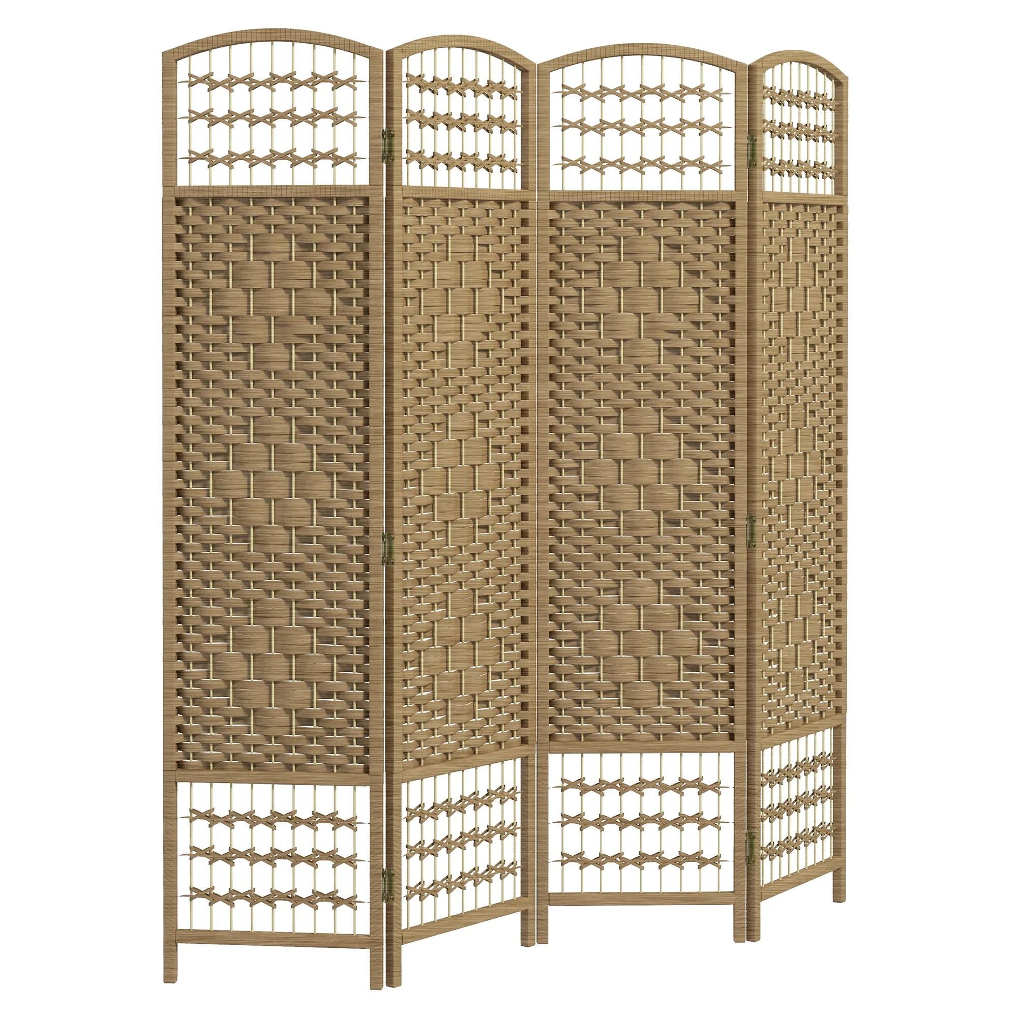 Paravent intérieur en bois séparateur de pièce cloison pliable 4 panneaux 160 x 170 cm bois naturel