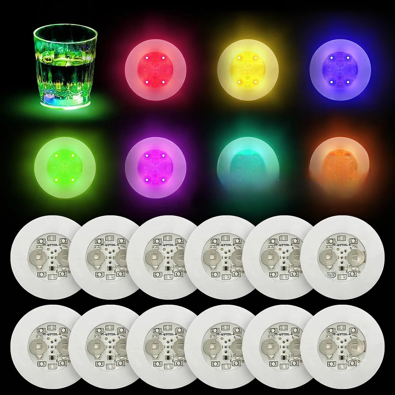 1-200 pièces LED dessous de verre lumières coloré brillant bouteille de vin autocollants Bar fête de mariage éclairage brillant bouteille de vin autocollants