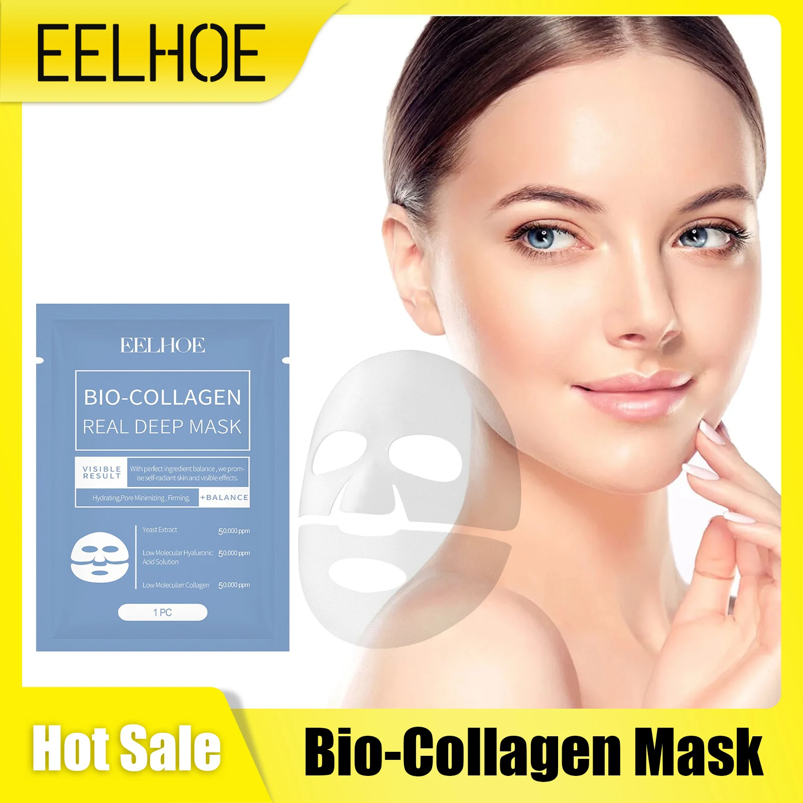 

EELHOE Bio Collagen Facial Mask Nourishing Mask Firming Facial Contours Skin Damage Remover Pore Shrinking Face Mask Skin Care