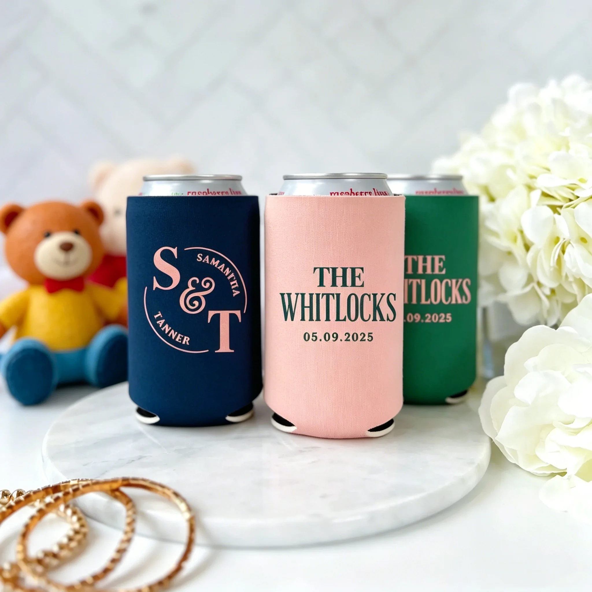 

10/20/30pcs Individuelle Hochzeit Can Cooler Personalisierte Getränkehalter Party Koozies
