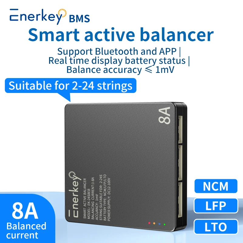 Enerkey EK-24S8EB 8A 2S~24S Smart Active Balancer li-ion /Lifepo /LTO Battery Active equalization Support TTL UL-CSA/VDE