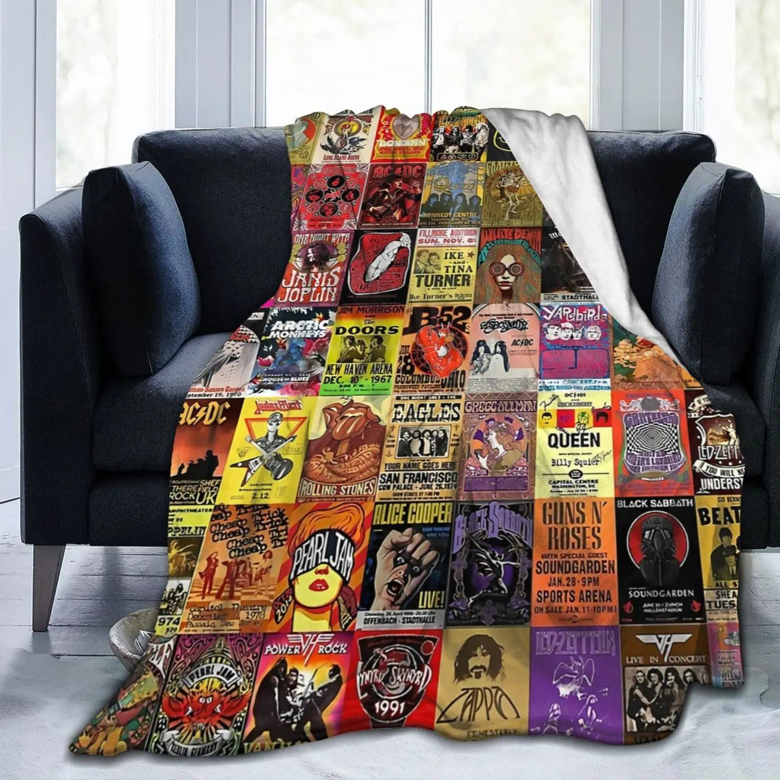 

A Collage Of Band Rock Throw Blanket Lightweight Cozy Bed Blankets Soft Throw Blanket Fit Couch Sofa Suitable for All Season