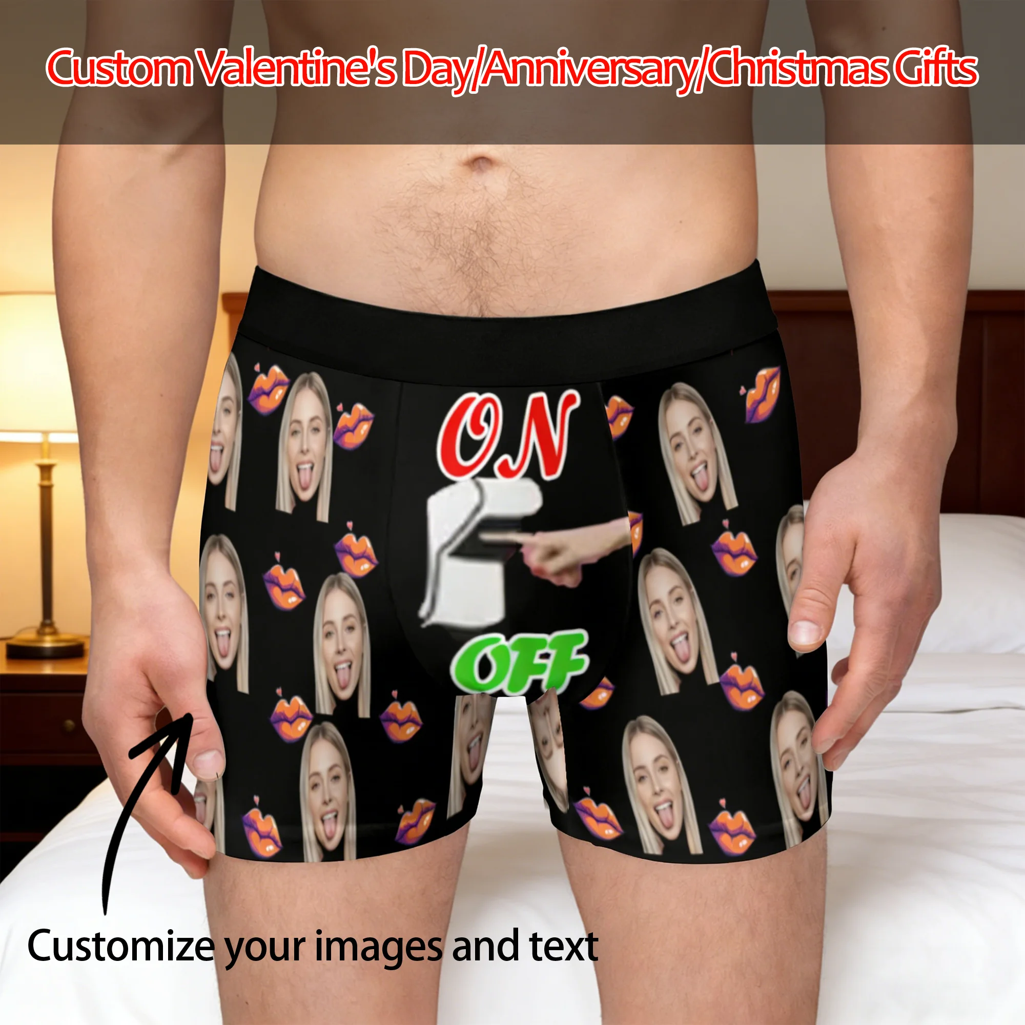 กางเกงบ็อกเซอร์ลายหน้าแบบส่วนตัว, ชุดชั้นในลายภาพถ่ายสั่งทำพิเศษ, ของขวัญวันครบรอบสำหรับเขา