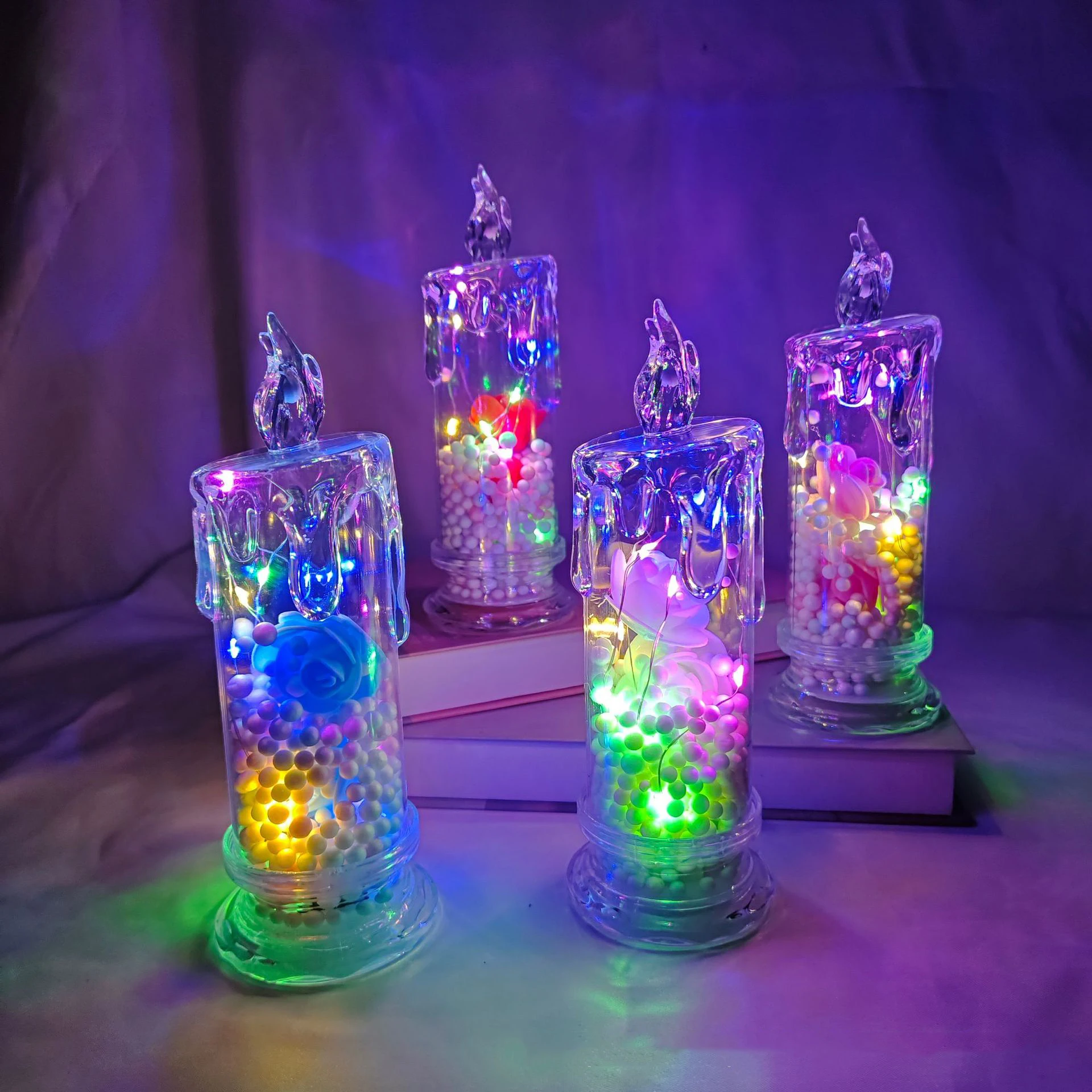 شمعة إلكترونية LED، ضوء ليلي وردي شفاف، ديكور عيد الحب، أفضل هدية لصديقتك، زينة جو ديكور المنزل #3