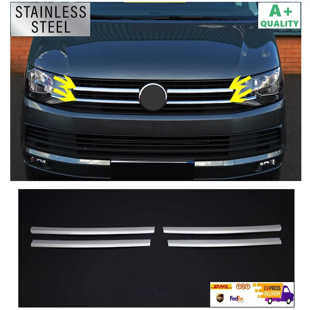 

For VW T6 Transporter Chrome Front Grille 4 Pcs 2015-2019 Models Stainless Steel. A+ Quality. Automotive Modify Car Styling