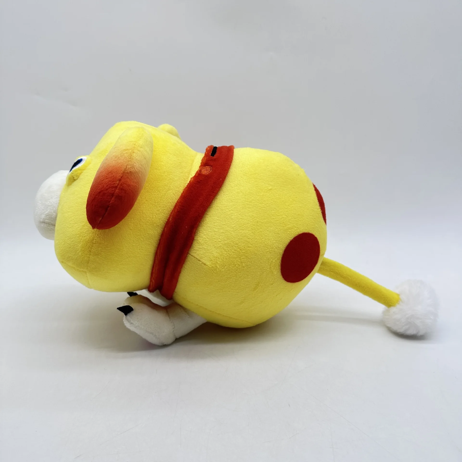 Adorable Yellow Dog Plush Toy with Red Ears and Tail - Soft and Cuddly, 33cm Long