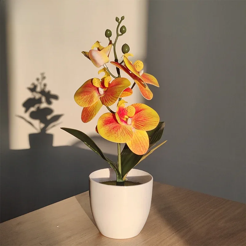 Bonsai imitacja motyla orchidea sztuczna roślina doniczkowa biurko stół do jadalni Home Office wazon ślub dekoracja pokoju domowego prezent — zdjęcie 2
