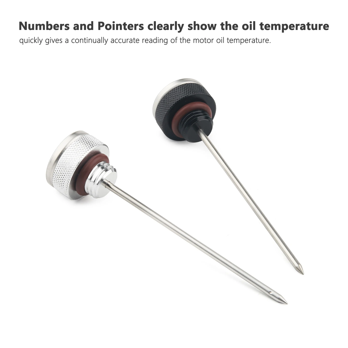 Black/Silver Motorcycle Fuel Tank Caps M20x2.5 Oil Temperature Gauge 35MM with 117MM Probe 0-200 Pointers Thermometer Cap Cover image 3